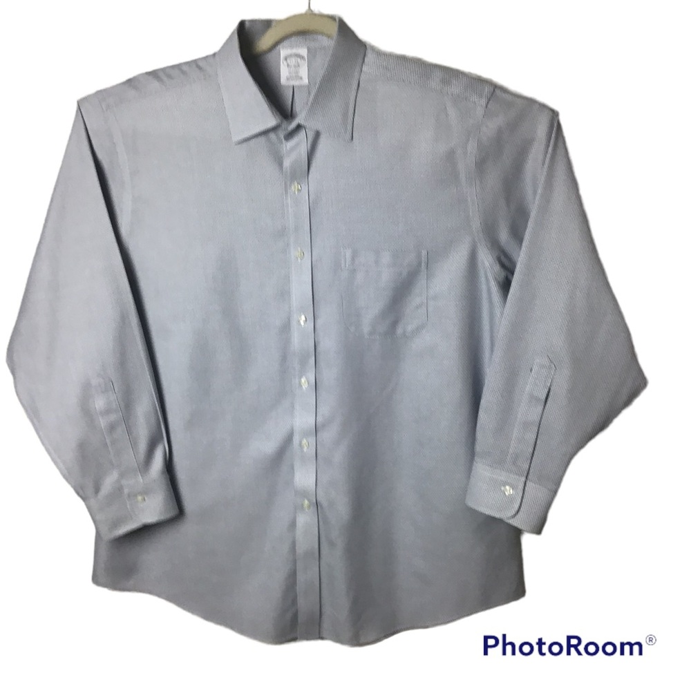 Brooks Brothers Regent blue pattern logo by sleeve button up shirt. 17